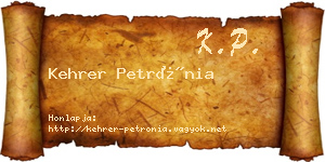 Kehrer Petrónia névjegykártya